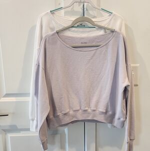Lavender And White Cropped Sweatshirts